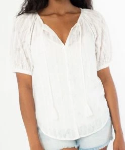 She She Boutique Short Sleeve Button Down Blouse - White