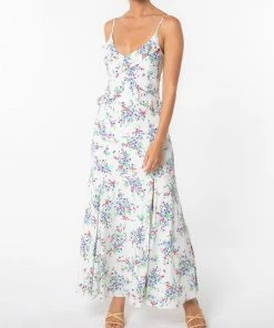 She She Boutique CLOTHING Floral Maxi Dress - Ivory/Violet