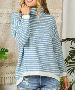 She She Boutique Striped Sweater - Blue OR Pink