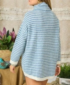 She She Boutique Striped Sweater - Blue OR Pink