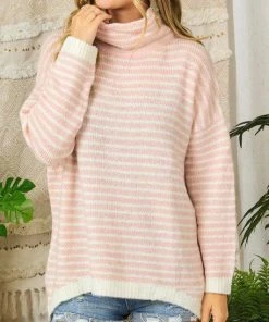 She She Boutique Striped Sweater - Blue OR Pink