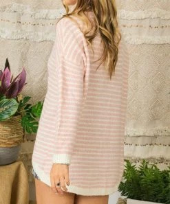 She She Boutique Striped Sweater - Blue OR Pink