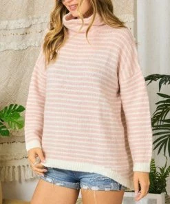 She She Boutique Striped Sweater - Blue OR Pink