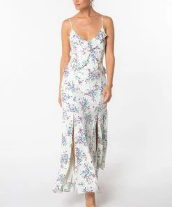 She She Boutique CLOTHING Floral Maxi Dress - Ivory/Violet