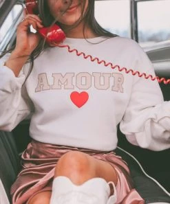 She She Boutique CLOTHING Amour Sweatshirt - White