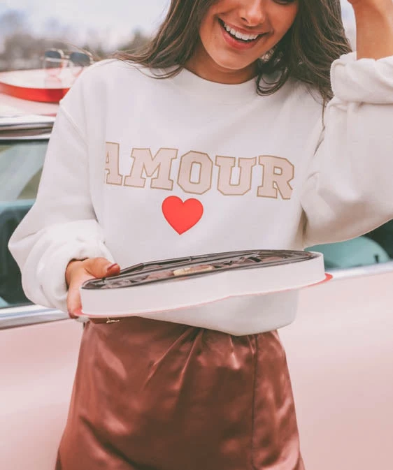 She She Boutique CLOTHING Amour Sweatshirt - White 5 She She Boutique CLOTHING Amour Sweatshirt - White