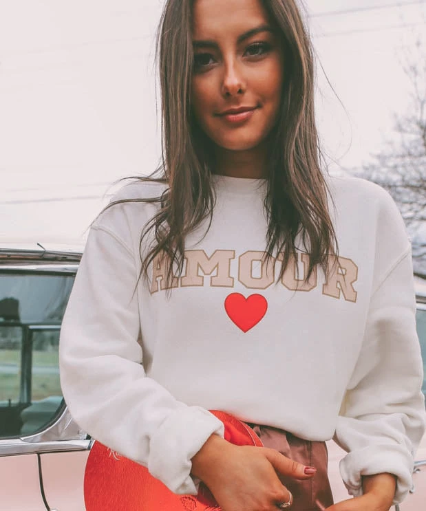 She She Boutique CLOTHING Amour Sweatshirt - White 4 She She Boutique CLOTHING Amour Sweatshirt - White