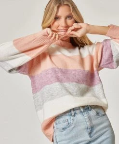 She She Boutique Color Block Stripe Sweater - Multi CLOTHING
