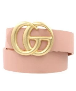 She She Boutique ACCESSORIES Double Gold Metal Ring Belt - Blush