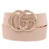 She She Boutique ACCESSORIES Double Gold Metal Ring Belt - Taupe