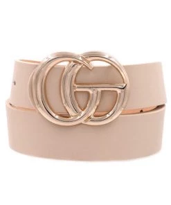 She She Boutique ACCESSORIES Double Gold Metal Ring Belt - Taupe