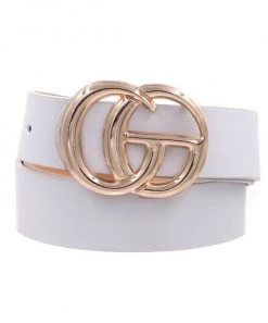 She She Boutique Double Gold Metal Ring Belt - White