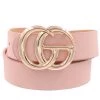 She She Boutique ACCESSORIES Double Gold Metal Ring Belt - Blush