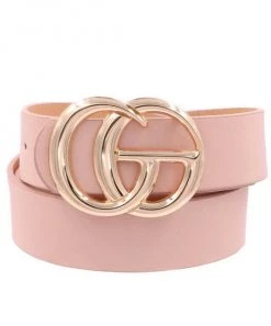 She She Boutique ACCESSORIES Double Gold Metal Ring Belt - Blush