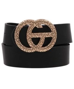 She She Boutique Textured Buckle Belt - Black, Brown OR Taupe