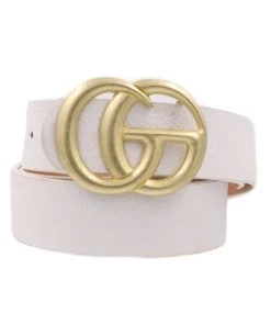 She She Boutique Double Gold Metal Ring Belt -White ACCESSORIES