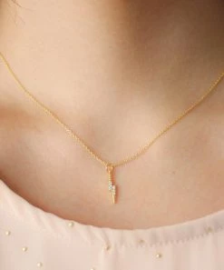 She She Boutique Audrey Lightning Bolt Necklace - Gold JEWELRY