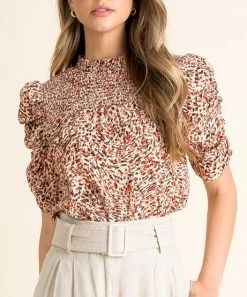 She She Boutique CLOTHING Smocked Top- Cream