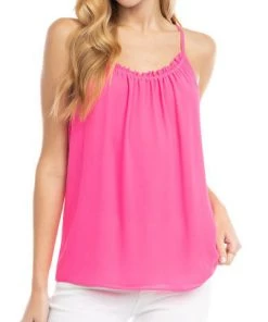 She She Boutique Shirring Neck Tank - Black, Green OR Hot Pink CLOTHING