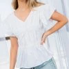 She She Boutique Poplin V-Neck Top - White