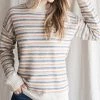 She She Boutique Stripe Mock Neck Sweater - Beige