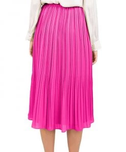 She She Boutique Pleated Midi Skirt - Hot Pink CLOTHING