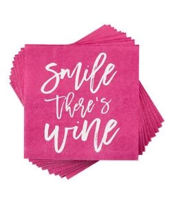 She She Boutique Beverage Napkins - Smile There's Wine