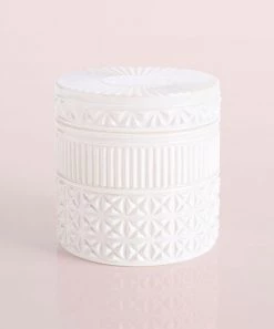 GIFTS Capri Blue Volcano Candle White Opal Gilded Faceted Jar - 11oz