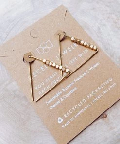 She She Boutique 12K Gold Filled Geometric Earrings - Medium, Small OR Elongated Triangle