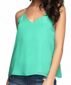 She She Boutique CLOTHING Scallop Hem Top - Jade