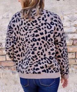 She She Boutique Soft Leopard Pullover - Taupe - FINAL SALE