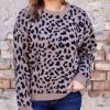 She She Boutique Soft Leopard Pullover - Taupe - FINAL SALE