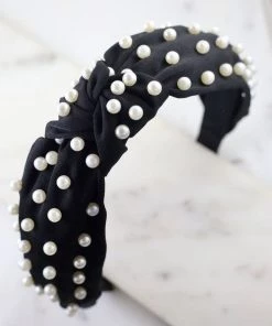 She She Boutique Pearl Headband - Black OR Navy ACCESSORIES