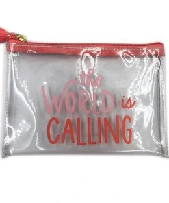 She She Boutique Clear Zipper Pouch - The World Is Calling GIFTS