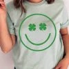 She She Boutique Clover Eyes Smiley Face Tee - Sage/Green