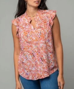 She She Boutique Floral Top - Lavender/Orange NEW ARRIVALS