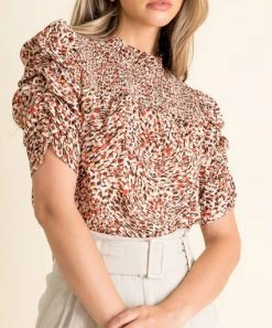 She She Boutique CLOTHING Smocked Top- Cream