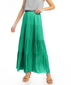 She She Boutique Tiered Maxi Skirt - Peridot CLOTHING