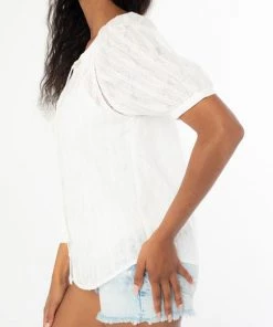 She She Boutique Short Sleeve Button Down Blouse - White