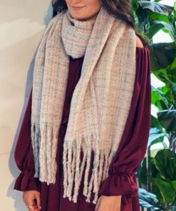 She She Boutique ACCESSORIES Coco Tweed Scarf - Light Pink - FINAL SALE