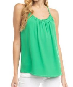 She She Boutique Shirring Neck Tank - Black, Green OR Hot Pink CLOTHING