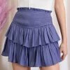 She She Boutique NEW ARRIVALS Smocked Ruffle Skort- Chambray