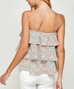 She She Boutique Tiered Ruffle Cami - Multi CLOTHING
