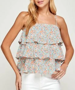 She She Boutique Tiered Ruffle Cami - Multi CLOTHING