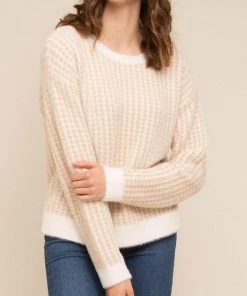 She She Boutique Eminence Sweater - Ivory/Camel CLOTHING
