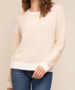 She She Boutique Eminence Sweater - Ivory/Camel CLOTHING