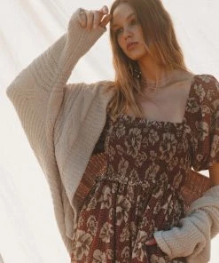 She She Boutique Open Front Sweater Cardigan - Sand