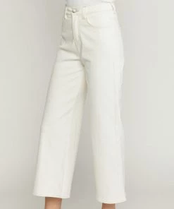 She She Boutique High Waisted Denim Pants - Cream CLOTHING