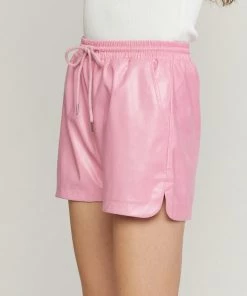 She She Boutique CLOTHING Faux Leather Shorts - Pink