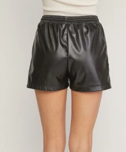 She She Boutique Faux Leather Shorts - Black CLOTHING 9 She She Boutique Faux Leather Shorts - Black CLOTHING
